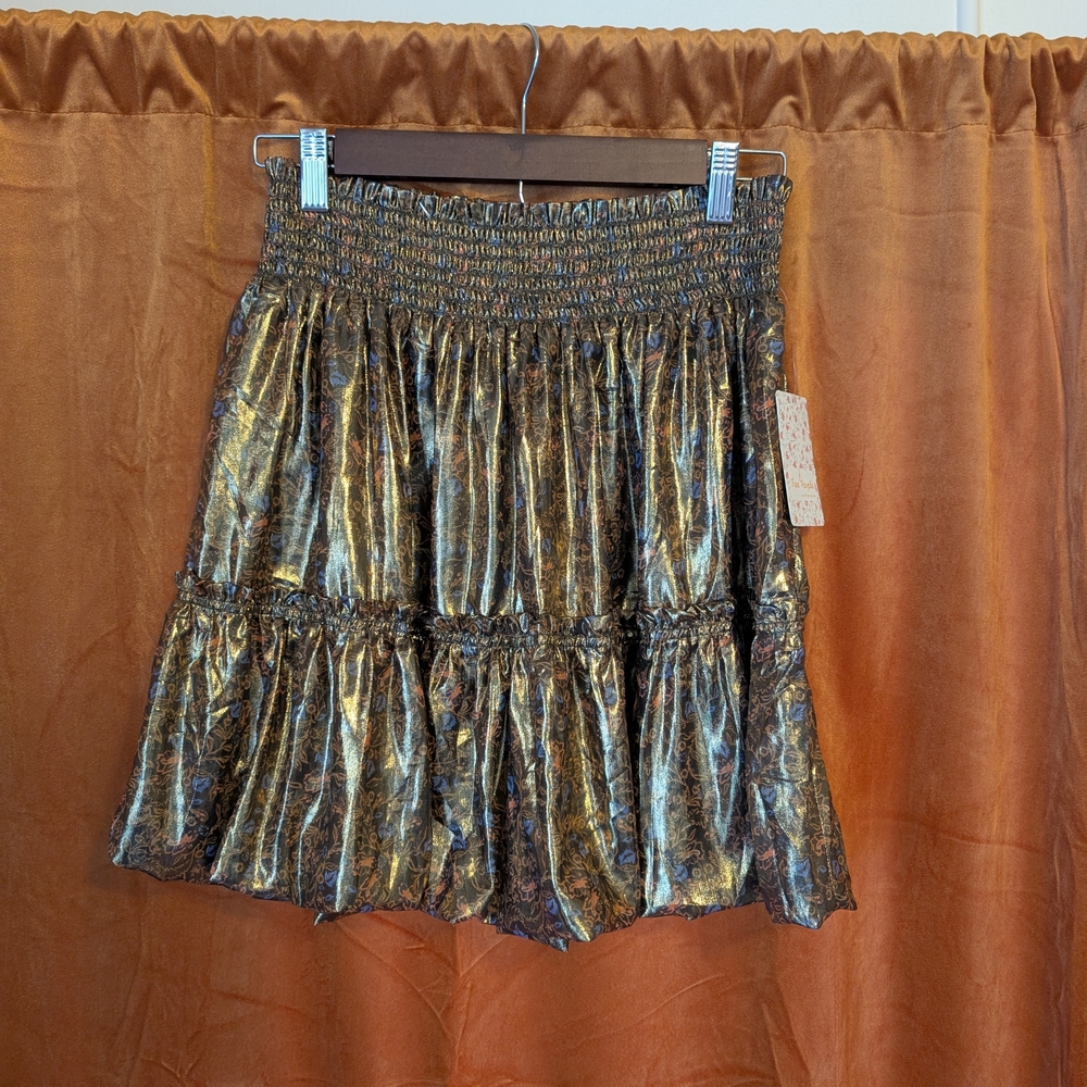Free People Metallic Gold Skirt